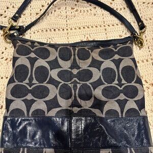 Coach Bag Stylish Navy and Gray Shoulder Bag